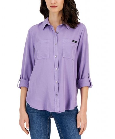 Petite Utility Shirt Purple $20.90 Tops