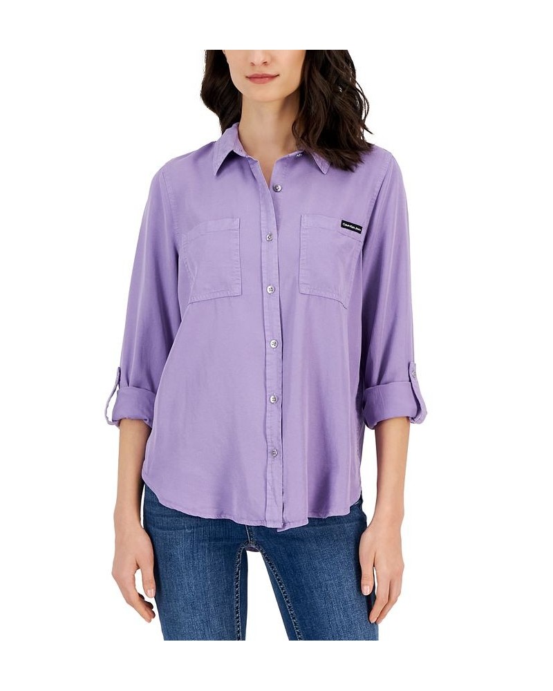 Petite Utility Shirt Purple $20.90 Tops