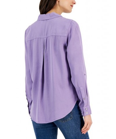 Petite Utility Shirt Purple $20.90 Tops