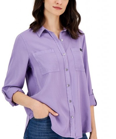 Petite Utility Shirt Purple $20.90 Tops