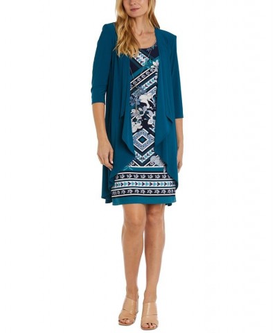 Women's Jacket & Printed Scoop-Neck Dress Blue $50.60 Dresses