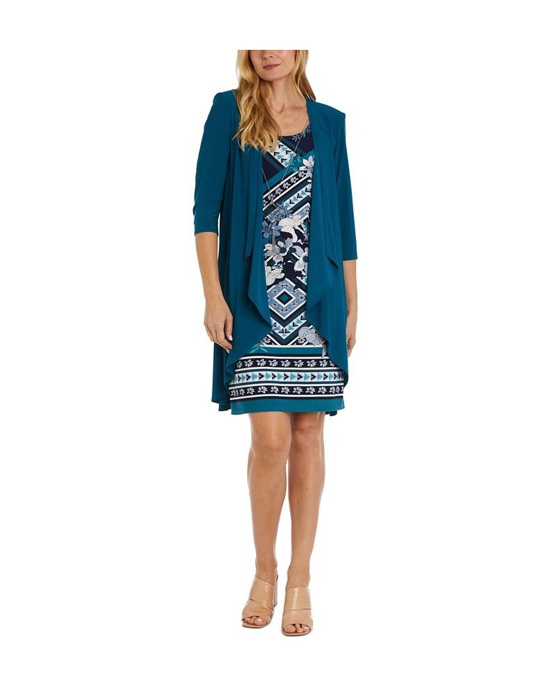 Women's Jacket & Printed Scoop-Neck Dress Blue $50.60 Dresses