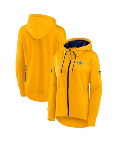 Women's Branded Gold Nashville Predators Authentic Pro Rink Full-Zip Hoodie Gold $53.99 Sweatshirts