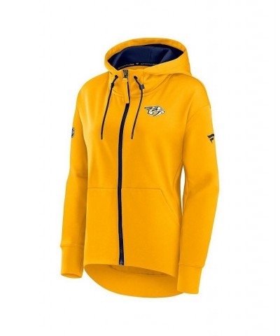 Women's Branded Gold Nashville Predators Authentic Pro Rink Full-Zip Hoodie Gold $53.99 Sweatshirts