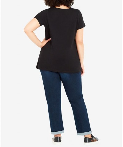 Plus Size Gathered V-neck Cotton Top Black $34.81 Tops