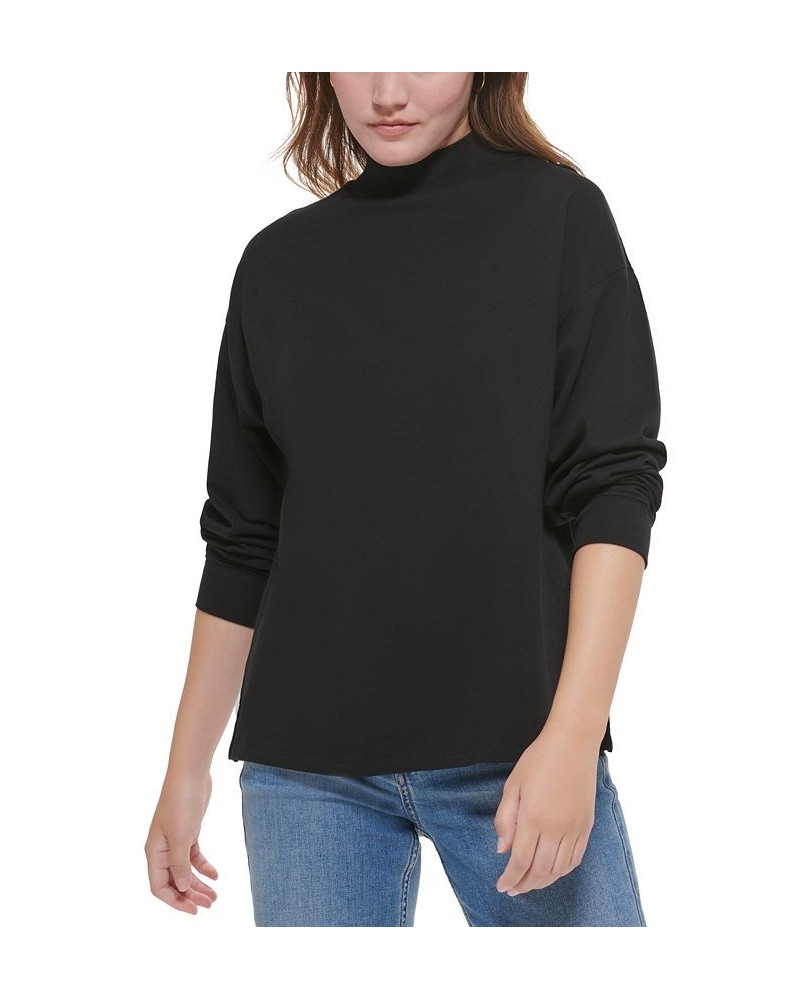 Women's The Park Avenue Cotton Mock-Neck Top Black $21.84 Tops