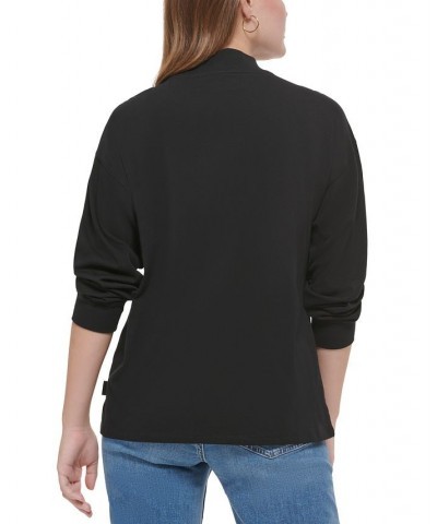 Women's The Park Avenue Cotton Mock-Neck Top Black $21.84 Tops