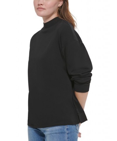 Women's The Park Avenue Cotton Mock-Neck Top Black $21.84 Tops