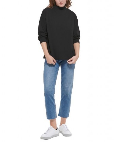 Women's The Park Avenue Cotton Mock-Neck Top Black $21.84 Tops