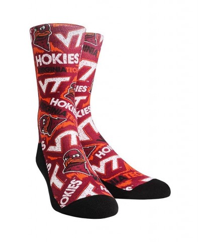 Women's Rock Em Socks Virginia Tech Hokies Logo Sketch Crew Socks Maroon $13.50 Socks