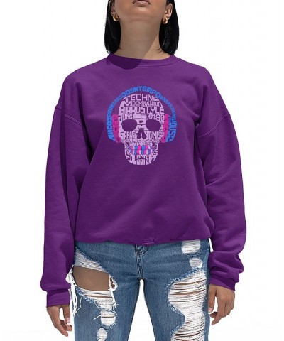 Women's Crewneck Word Art Styles of EDM Music Sweatshirt Top Purple $20.00 Tops