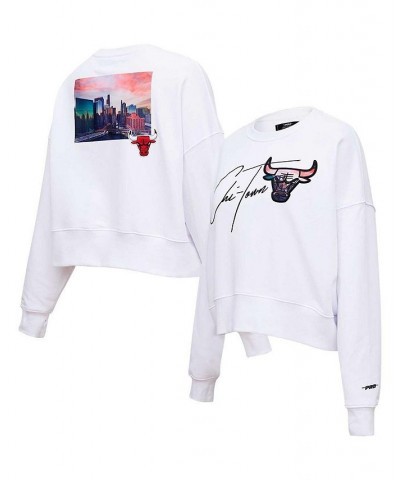 Women's White Chicago Bulls City Scape Pullover Sweatshirt White $38.40 Sweatshirts