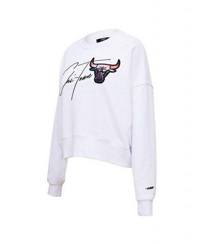 Women's White Chicago Bulls City Scape Pullover Sweatshirt White $38.40 Sweatshirts