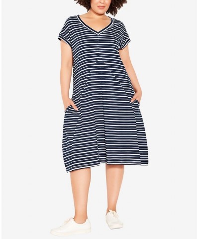 Plus Size Lilly Stripe Dress Stripe Navy $19.34 Dresses