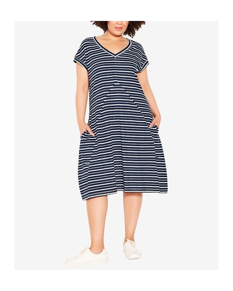 Plus Size Lilly Stripe Dress Stripe Navy $19.34 Dresses