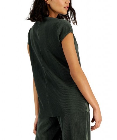 Women's Pleated Short-Sleeve Top Lush Sage $17.49 Tops