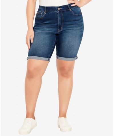 Plus Size Denim Bermuda Shorts Blue $25.60 Shorts