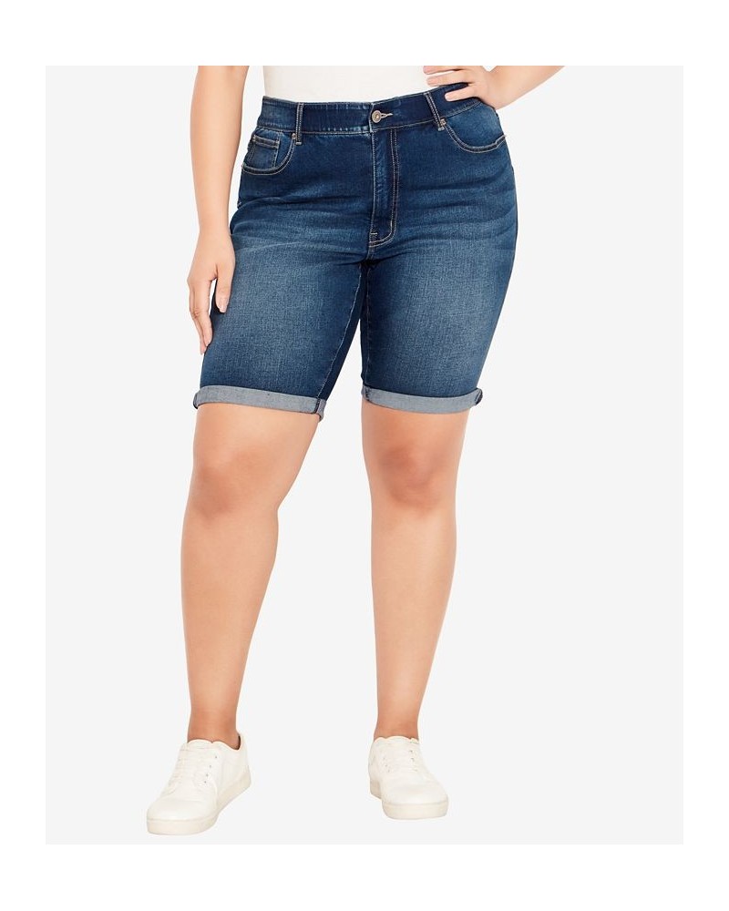 Plus Size Denim Bermuda Shorts Blue $25.60 Shorts