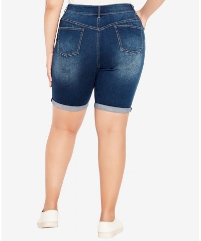 Plus Size Denim Bermuda Shorts Blue $25.60 Shorts