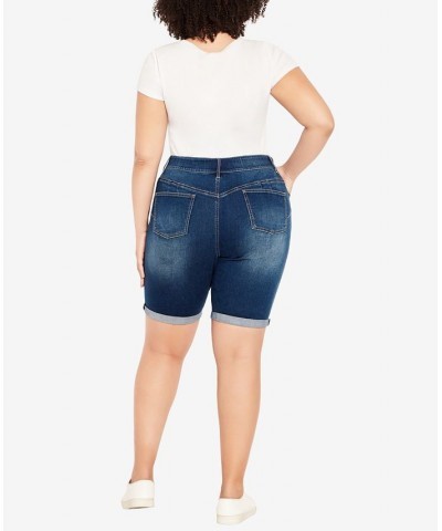 Plus Size Denim Bermuda Shorts Blue $25.60 Shorts