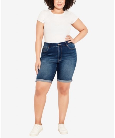 Plus Size Denim Bermuda Shorts Blue $25.60 Shorts