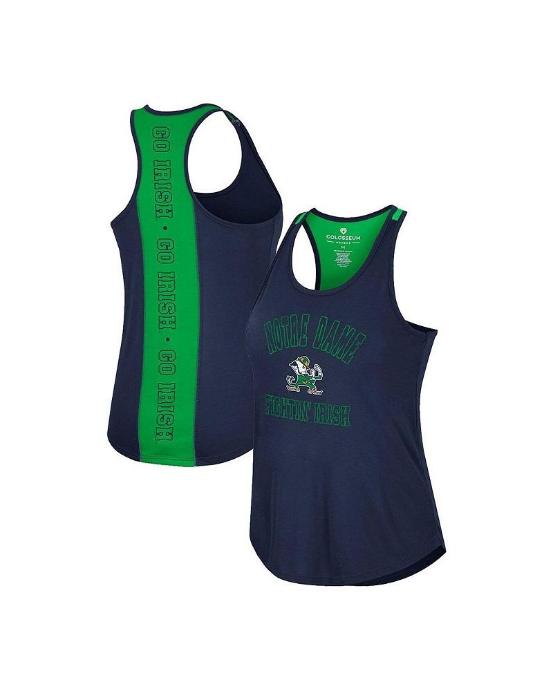 Women's Navy Notre Dame Fighting Irish 10 Days Racerback Scoop Neck Tank Top Navy $16.72 Tops