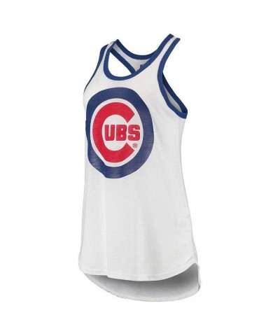 Women's White Chicago Cubs Tater Racerback Tank Top White $24.77 Tops