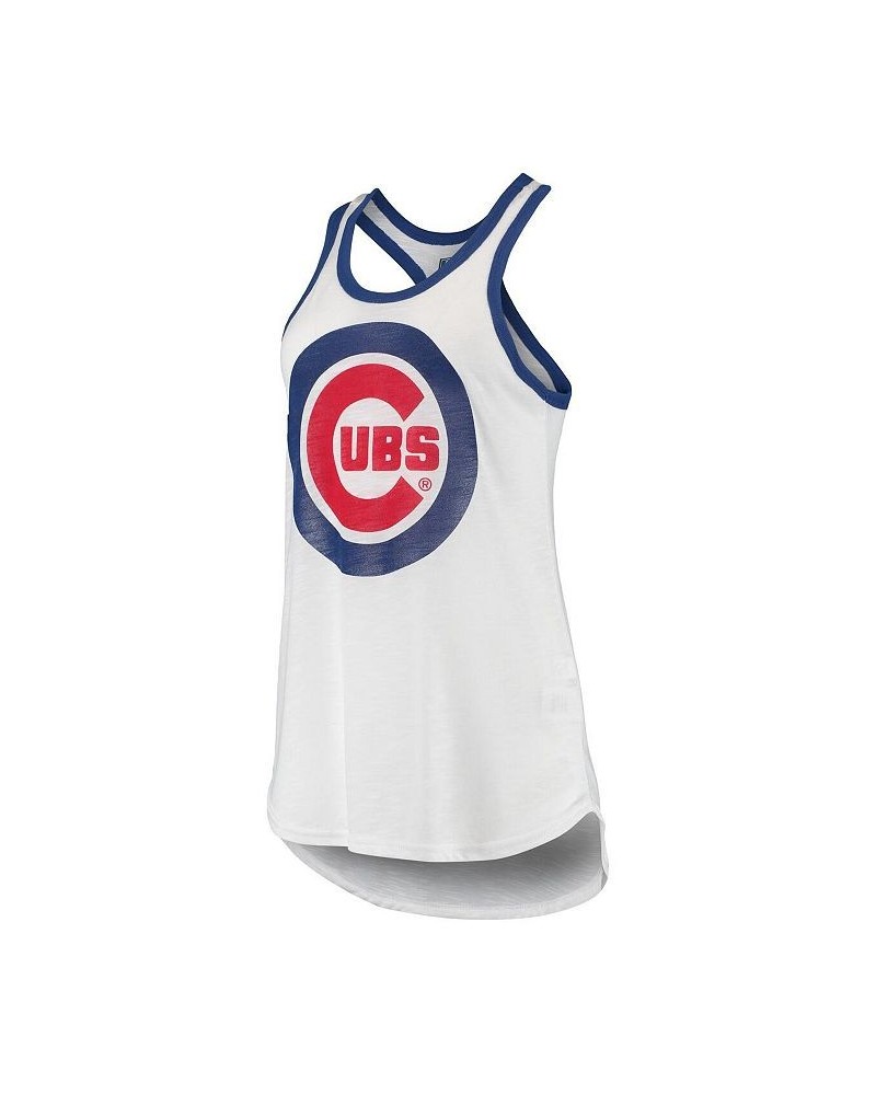 Women's White Chicago Cubs Tater Racerback Tank Top White $24.77 Tops