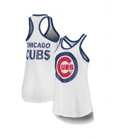 Women's White Chicago Cubs Tater Racerback Tank Top White $24.77 Tops