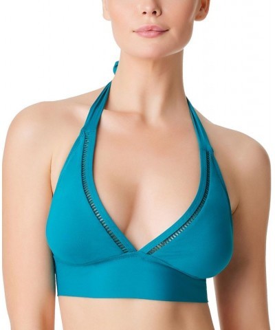 Women's Behind the Seams Halter Bikini Top Deep Water $33.18 Swimsuits