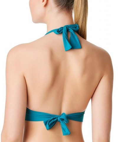 Women's Behind the Seams Halter Bikini Top Deep Water $33.18 Swimsuits