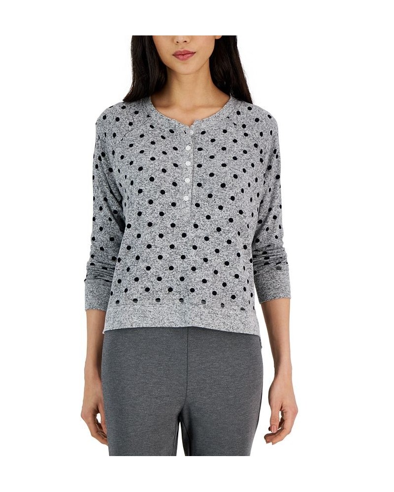 Women's Long-Sleeve Hacci Pajama Top Grey Dots $12.36 Sleepwear