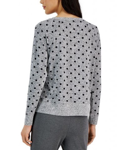 Women's Long-Sleeve Hacci Pajama Top Grey Dots $12.36 Sleepwear