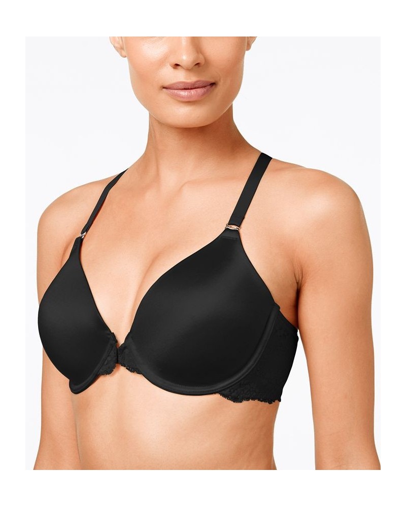 One Fab Fit Lace T-Back Shaping Underwire Front Close Bra 7112 Black $15.38 Bras