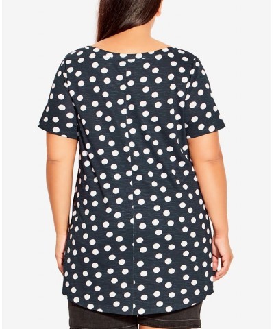 Plus Size Swing Trim Print Top Navy, White Spot $27.73 Tops