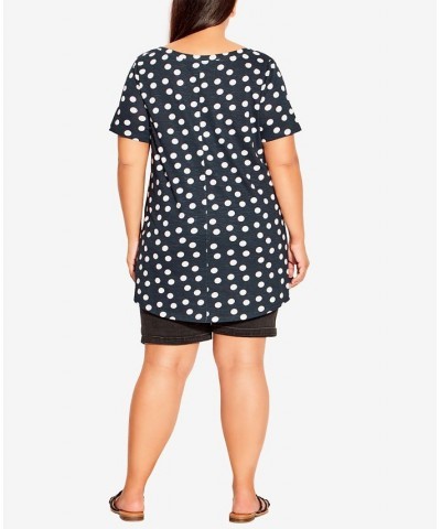 Plus Size Swing Trim Print Top Navy, White Spot $27.73 Tops