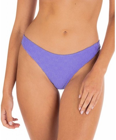 Women's Mini Check Textured Terry Cheeky Bikini Bottoms Periwinkle $26.40 Swimsuits