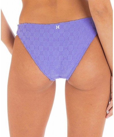 Women's Mini Check Textured Terry Cheeky Bikini Bottoms Periwinkle $26.40 Swimsuits