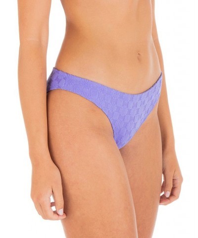 Women's Mini Check Textured Terry Cheeky Bikini Bottoms Periwinkle $26.40 Swimsuits