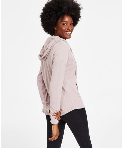 Ruched-Sleeve Zip Hoodie XS-3X Evening Sand $19.80 Jackets