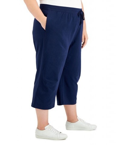 Plus Size Drawstring-Waist Knit Capri Pants Deep Black $10.00 Pants