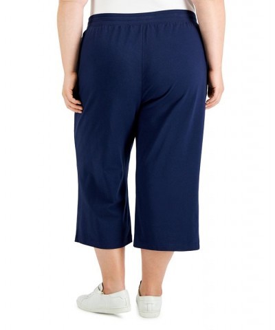 Plus Size Drawstring-Waist Knit Capri Pants Deep Black $10.00 Pants