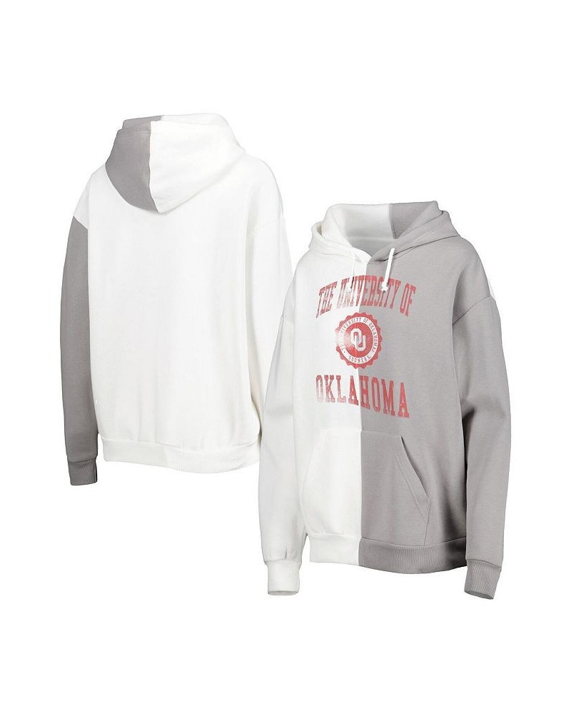 Women's Gray and White Oklahoma Sooners Split Pullover Hoodie Gray, White $43.19 Sweatshirts