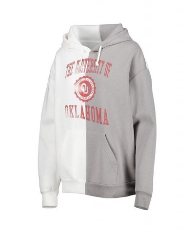 Women's Gray and White Oklahoma Sooners Split Pullover Hoodie Gray, White $43.19 Sweatshirts