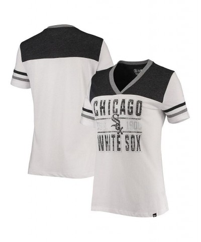 Women's White Heathered Black Chicago White Sox Colorblock V-Neck T-shirt White, Heathered Black $24.19 Tops