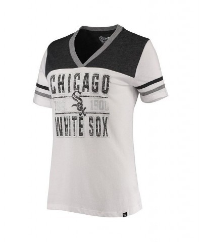 Women's White Heathered Black Chicago White Sox Colorblock V-Neck T-shirt White, Heathered Black $24.19 Tops