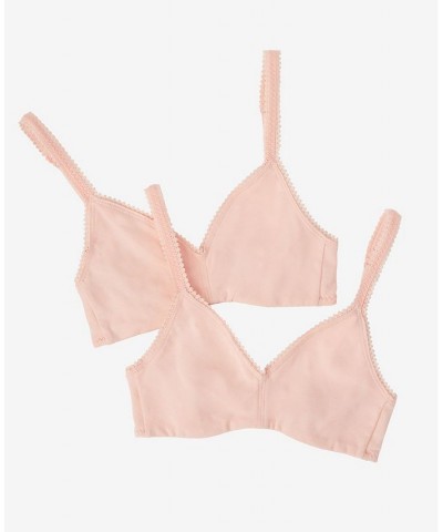 Women's Cotton Bralette Pack of 2 Blush $26.07 Bras