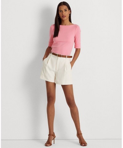 Women's Stretch Cotton Boatneck Top Pink $24.99 Tops