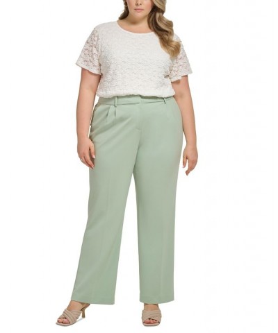 Plus Size Mid-Rise Wide-Leg Pants Green $59.50 Pants