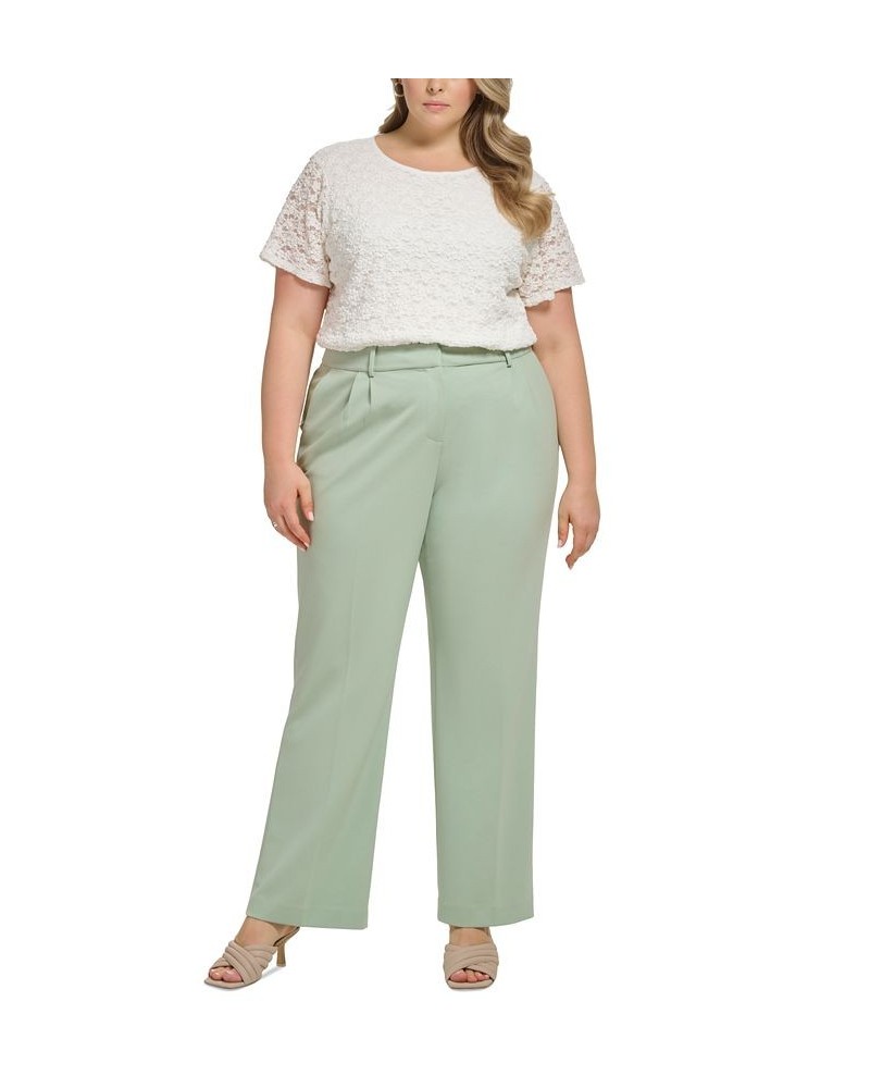 Plus Size Mid-Rise Wide-Leg Pants Green $59.50 Pants